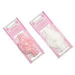 Baby Girls Flower & Pearl Headband Hair Band Crochet Lace White Pink Soft Touch