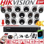 HIKVISION 8MP CCTV CAMERA 4K COLORVU DVR SYSTEM AUDIO MIC OUTDOOR NIGHT VISION