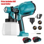Cordless Electric Paint Sprayer | 1000ML HVLP Spray Gun With 2x 3.0Ah Batteries