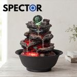 Spector Tabletop Water Fountain Indoor Water Feature LED Glass Ball Resin Brown