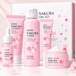 LAIKOU Japan Sakura 5pc Skincare Gift Set Cleanser Toner Serum Eye Face Cream