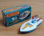 MATCHBOX S/F NO.  5-B SEAFIRE WHITE DECK, AQUA BLUE HULL, BLUE DRIVER Boxed