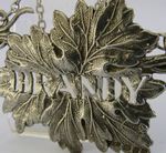 MINT ENGLISH STERLING SILVER BRANDY WINE LABEL 1968 VINE LEAF CAST