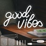 Good Vibes Neon Sign - LED Neon Light Signs for Wall Decor with USB Powered, Art