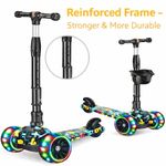 Kids Scooter Child Kick Flashing LED Light Up 3 Wheel Push Ride Adjustable Gift