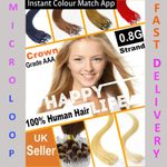 16" 18" 20" 22" 0.8g Micro Ring Hair Extensions-Easy Loop-100% REMY Human Hair