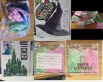 13 different items Wicked Birthday Party Merchandise (7-12 Yrs). Unused for New