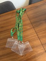 3 X Green sunflower lanyard With Plastic Cardholder New Free Fast Postage