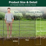 24ft Long Garden Fence Animal Dog Barrier with Gate No Dig Metal Fencing Border