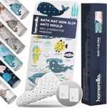 Non Slip Bath Mat 100x40cm Anti Mould Kids Bath Tub Mat Machine Washable Hooks