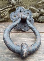 A RECLAIMED  EXTRA LARGE GOTHIC IRON CHURCH TWIST HANDLE DOOR PULL #G8