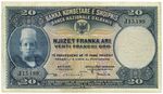 20 FRANCHI ORO BANCA NAZIONALE D'ALBANIA PROTETTORATO FEBBRAIO 1926 BB