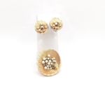 Vintage 1940s Rhinestone Faux Pearl Matching Jewelry Brooch Clip On Earrings