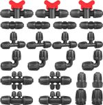 23Pcs 1/2 Drip Irrigation Fittings for 1/2 & 1/4 Inch Tubing- Drip Irrigation Pa