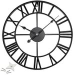 60CM Large Skeleton Metal Roman Wall Clock Big Numerals Giant Open Round Face UK