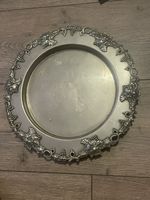 Large Antique Silver Plated Serving Tray 12 “ Diameter Edwardian