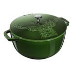 FREE SHIPPING  : STAUB 26CM FRENCH OVEN STAG (DRAWING) BASIL GREEN