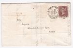 1856 QV 1d PENNY RED STAMP ON ENTIRE NEWCASTLE ON TYNE SIDEWAYS DUPLEX ~FAULTS