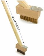 PATIO WEED WIRE BRUSH BLOCK PAVING GARDEN WEED SCRAPER BRUSH LONG WOODEN HANDLE
