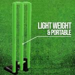 Premium Cricket Wickets with Bails & Metal Base Spring Back Stumps Weatherproof