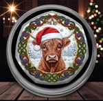 HIGHLAND COO Full Colour Silver Commemorative Coin. Capsule. Christmas/Xmas/Cow