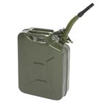 JERRY CAN 20L/10L/5L WITH SPOUT GREEN METAL PETROL DIESEL FUEL OIL STORAGE CAR