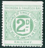 GB Wales R&SBR RAILWAY QV Letter Stamp 2d *RHONDDA & SWANSEA BAY* Mint PINK49