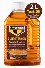 Bartoline Teak Oil 2L Outdoor Wood Treatment Decking Garden Furniture Care