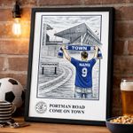 Personalised Ipswich Football Stadium Print  A4 A3 Framed Unframed Fan Wall Art