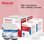 100PCS Sinocare Safe-ACCU2 Blood Glucose Sugar Test Strips Painless Lancets NEW