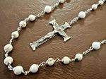 Heavy Handmade Italian Sterling Silver 935 Howlite 5 Decade Rosary Estate