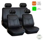 8 PCS FULL SET BLACK LEATHER LOOK SEAT COVERS FITS FOR HYUNDAI i10 i20 i30 i40