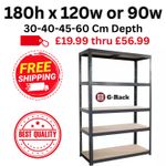 G-Rack Garage Shelving Units VARIOUS SIZES Single Bay 5 Tier Shelf FREEPOST