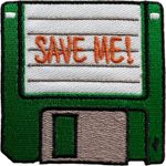 SAVE ME Computer PC Floppy Disk Patch Iron Or Sewing On Clothes Laptop Bag Badge