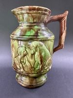 Antique Victorian Majolica Jug Child & Dog.