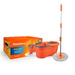 Macromax Focus Spin Mop & Bucket Set – 360° Microfibre Mop with Spin-Dry Bucket