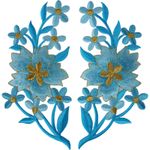 Pair of Flower Patches Iron Sew On Embroidery Patch Badge Motif Applique Flowers