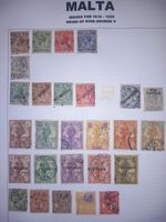 Malta KGV 1914–1926 Used Stamp Collection Page incl War Tax & Self Government