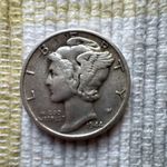 1944 US Mercury Dime 0.9 Fine Silver One Dime Coin, Uncertified