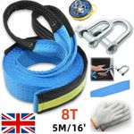 8T 16' 5M Tow Rope Heavy Duty Towing Pull Strap Road Recovery Chain Two Shackles