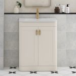 600/800mm Mushroom Cashmere Vanity Unit 2 Door Floor Standing with Ceramic Basin