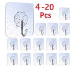 4-20 Heavy Duty Door Wall Adhesive Hooks for Kitchen Bathroom Office