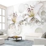 Modern 3D Lily Ornament Wallpaper Wall Mural for Living Room Flock 10555