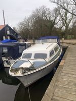 Boat~  Elysian 27. Broads cruiser. Inland river boat.