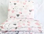 4 pc Bedding Set Cot  Bed Baby quilt cover pillowcase pink hearts white pink