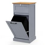 COSTWAY Laundry Cabinet Organizer Freestanding Tilt Out Laundry Hamper-Grey