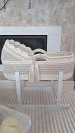 Made To Order- Crochet Moses Basket with mattress 5-6 weeks delivery NOT STAND