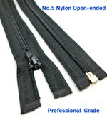 Black Nylon Zips No5 Open ended   Medium weight Suitable for Jackets Coats plus