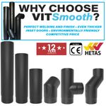 5 Inch Matt Black Stove Pipe & Bends Vitreous Enamel Flue Pipe Fittings 125MM