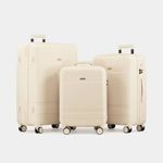 VonHaus 3 Piece Cream Hard Shell Suitcase Set TSA Lock Spinner Wheels 2020031
